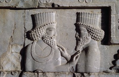 Two Dignitaries, from the Northern Wing of the Apadana East Stairway Facade, 500-480 BC by Achaemenid